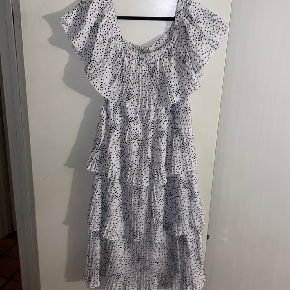 NBW Polka Dot Layered off shoulder midi